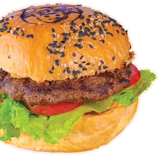 La clásica: hamburguesa de carne con lechuga y tomate en pan brioche